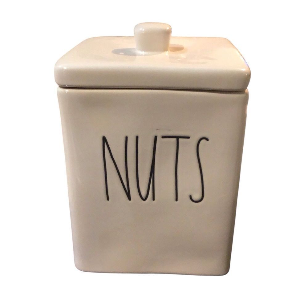 Rae Dunn Ceramic Nut Storage Jar Cream